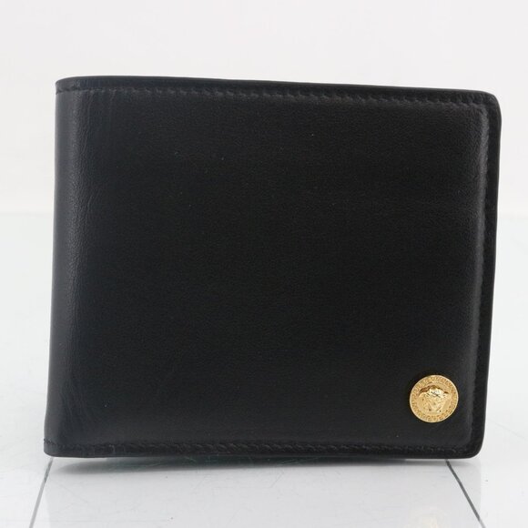 Versace Other - Versace Medusa Head Bifold Leather Wallet - Black & Gold